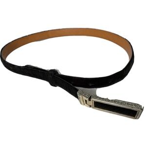 Brighton Belt Womens 32 Black Leather Horsehair Western Designer
